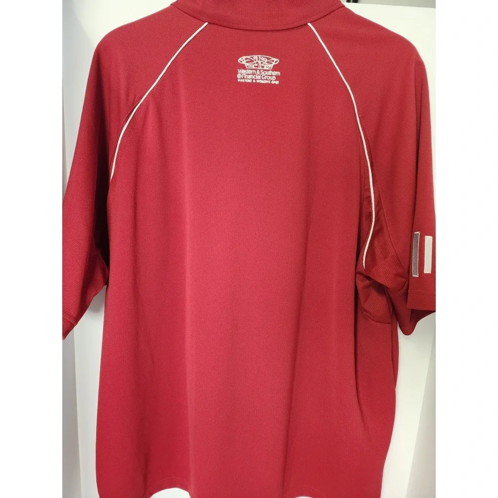 Adidas Mens 2XL Red Polo Western & Southern Masters Tennis Logo Short Sleeve